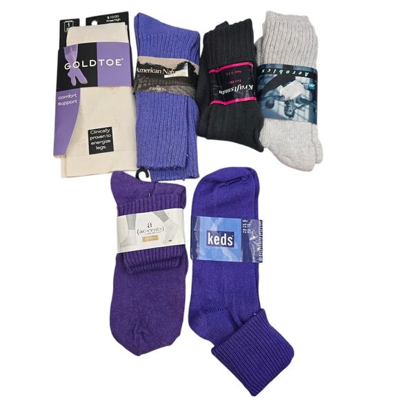 6 Pairs of Ladies‎ Vintage Socks Various Brands All 90's thru early 00's SZ 9-11 - Picture 1 of 7